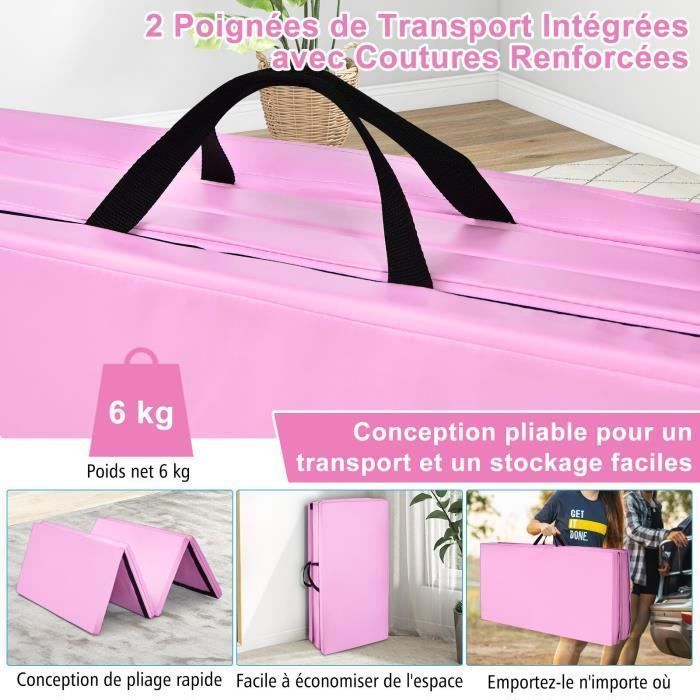 Tapis De Gymnastique COSTWAY Pliable 240x116x5cm - Antidérapant Pour Yoga Et Fitness | Bleu Foncé