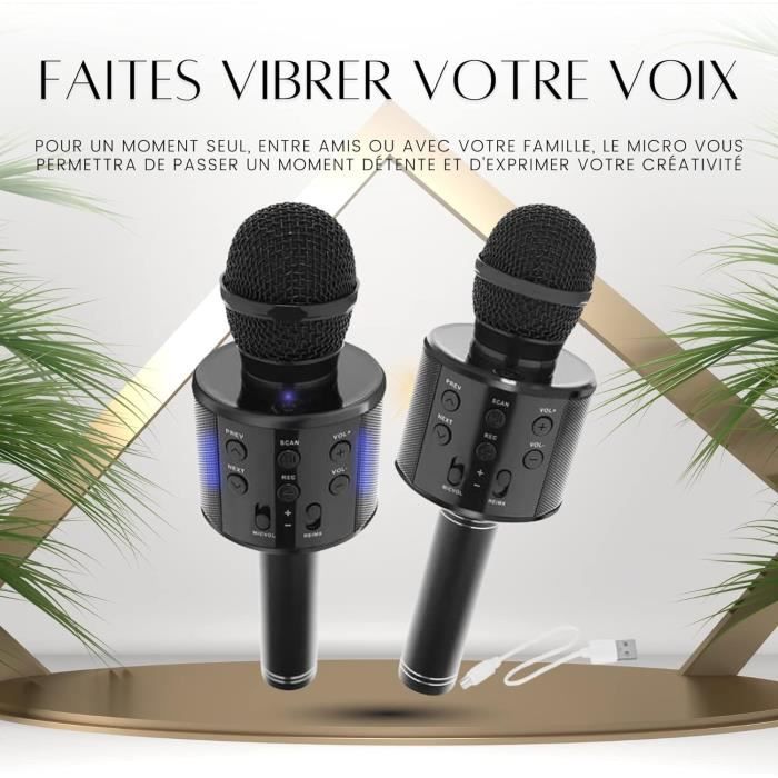 Micro Karaoké sans fil avec enceinte Bluetooth® intégrée iParty, avec effets lumineux et fonction changement de voix
