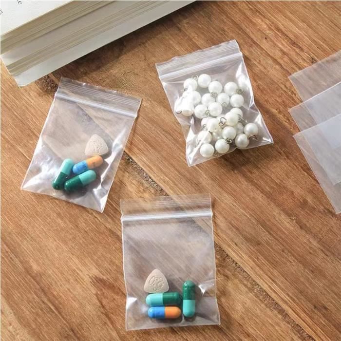 100pcs Sacs Plastique Réutilisables Clair Fermeture À Glissière D