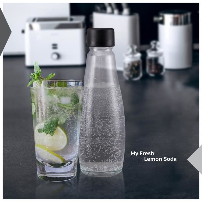 Machine à eau gazeuse Zoomyo avec bouteille en verre en design carafe  élégant - Blanc