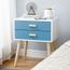 Table De Chevet Style Scandinave Avec 2 Tiroirs Table Nuit Bleu