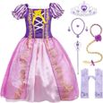 Robe de Princesse Raiponce AMZBARLEY pour Fille - Costume Carnaval Fête Anniversaire Noël-0