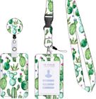ALFOYU Porte Badge avec Cordon,Tour de Cou Badge avec Porte-Cartes,Porte Badge Enrouleur,Strap Neck avec Swivel Lobster Clasp(Cactus)