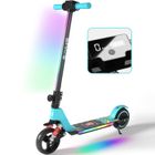 ELSCOOT Trottinette électrique Enfants Avec Amortisseurs- Néons colorés - 130W - Pliable Scooter - écran LCD - aux 6-12 ans - Bleu Ciel