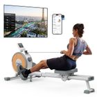 Rameur d'Appartement – MERACH - 16 Niveaux de Résistance Magnétique - Max 160 kg - Écran LCD - Compatible Kinomap – Gris clair