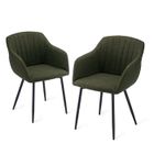 Goeurvant Chaises de salle à manger avec assise large et accoudoirs, confort minimaliste - Lot de 2 - Vert de pré