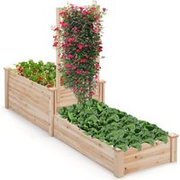 RELAX4LIFE Jardinière Surélevée avec Treillis en Bois pour Plantes Grimpantes, Carré Potager avec 2 Bac à Fleurs, Assemblage DIY