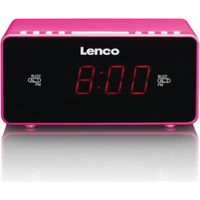 Radio-réveil Lenco CR-510 pink Horloge FM LED 2,29 cm Noir Rose 155 mm