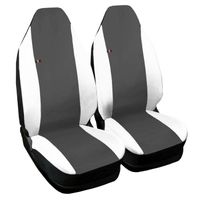 Housses de siège deux-colorés pour Smart fortwo 3ème série en eco cuir gris foncè blanche