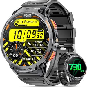 Montre intelligente militaire pour homme avec lampe de poche à DEL