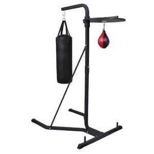 Sporteq Sac de Frappe en Cuir v/éritable tr/ès r/ésistant Noir