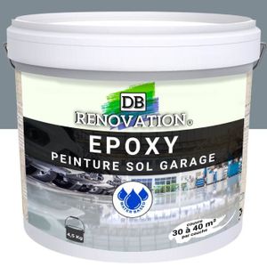 PEINTURE - VERNIS 4,5 kg Gris métal - RESINE EPOXY Peinture sol Garage béton - PRET A L'EMPLOI - Trafic intense - Etanche et résistante