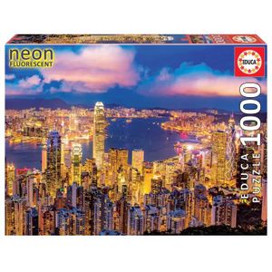 PUZZLE Puzzle 1000 pièces EDUCA - Neon Hong Kong - Thème Architecture et monument