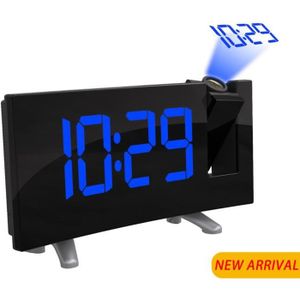 Noir Réveil Projection Plafond Reveil Projecteur LED Affichage avec Porte-clés Horloge Projection