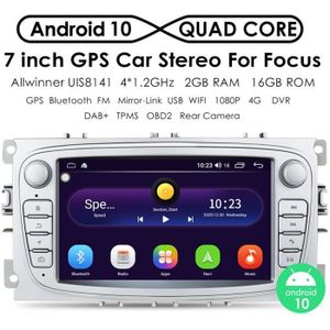 pour Ford S-Max 2007-2008 9 Pouces Tactile écran Car Lecteur Multimédia TV GLFDYC Android 8.1 GPS Navigation Autoradio Bluetooth Lien Miroir Link Commande Volant AUX MP5,4G+WiFi:1+16G-Model1 