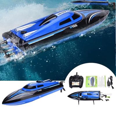 Bateau Télécommandé 2,4 GHz Pour Enfants Et Adultes - RC Rapide 20 Km/h Avec éclairage RGB Et Redressement Automatique - Idéal Pour Piscine, Lac Et Mer