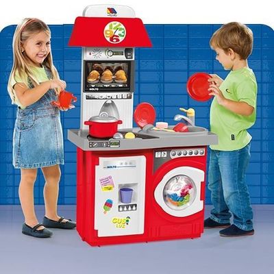 Molto Cuisine Enfant Avec Lampe Et 12 Accessoires - Four, Micro-ondes, Lave-linge, Dès 3 Ans, 82x28x57 Cm