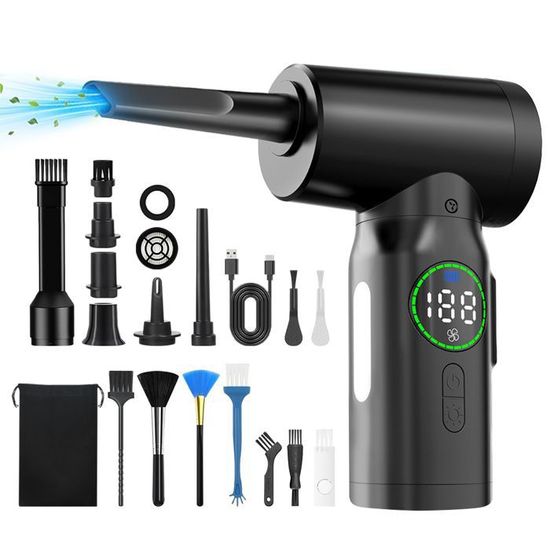 JiGiU Souffleur Air Comprimé 2 En 1 Mini Aspirateur De Voiture Sans Fil à Main Portable 125000 TR/Min Souffleur PC Électrique 8000 MAh Rechargeable