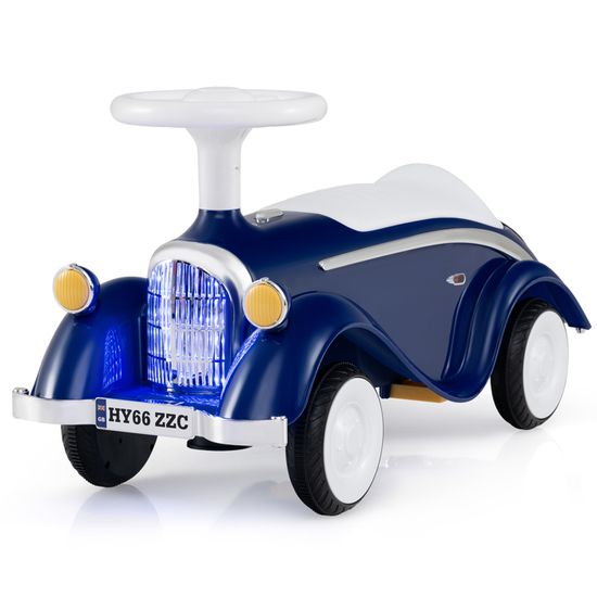 GOPLUS 3 en 1 Porteur Enfant 2-6 Ans, Porteur Bebe avec Volant, Roues Avant Universelles et Barre de Poussée Amovible, Compartiment de Stockage sous le Siège, Charge 23KG, pour Garçon, Fille, Bleu