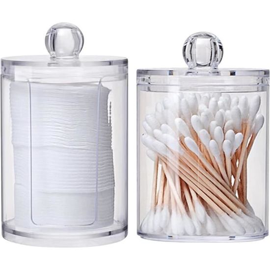 2 Pièce Porte Coton Tige, Distributeur Coton, Boite Rangement Tige avec Couvercle, étanche à la poussière et à lhumidité, pour Salon | Leroy Merlin