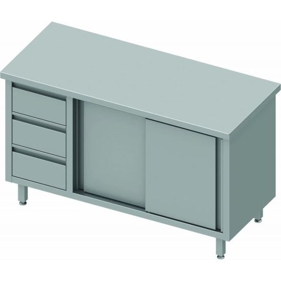 Meuble Bas Cuisine Inox Porte Coulissante 3 Tiroirs Gamme 700 Stalgast 1800x700 700 Achat Vente Desserte Billot Meuble Bas Cuisine Inox Cdiscount