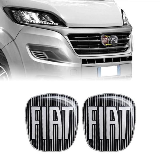 Autocollant Fiat 3D Remplacement Logo Noir pour Ducato, Avant + Arrière