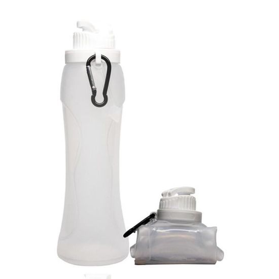 Bouteille D’eau Pliable En Silicone SANDA 500 Ml – Sans BPA, Accroche-sac, étanche Et Maline