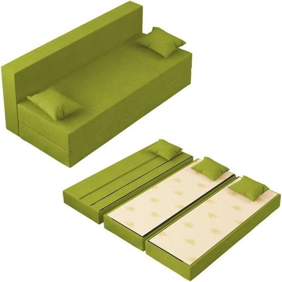 canape lit tretris convertible modulable reversible 3 places tissu dehoussable et lavable couleur verte achat vente canape sofa divan cdiscount