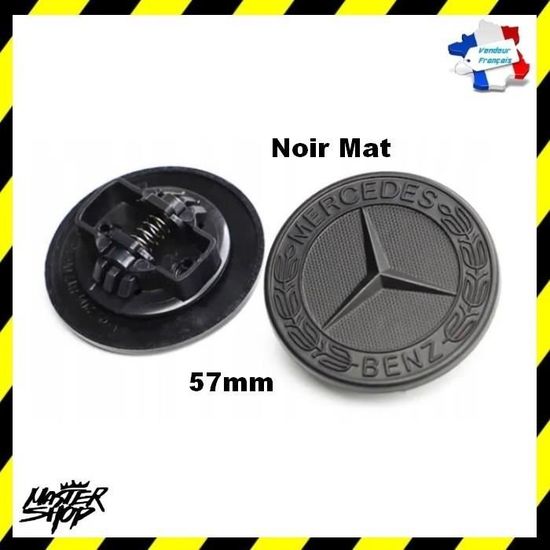Matte Black 57mm Hood Emblem For Mercedes CLASS C, E, CLK, S – Front, France Origin