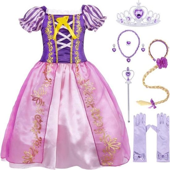 Robe de Princesse Raiponce AMZBARLEY pour Fille - Costume Carnaval Fête Anniversaire Noël
