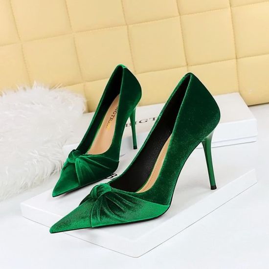 Escarpin vert petit talon outlet