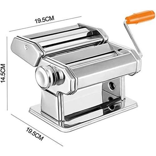 Machine à Pâtes Manuelle En Acier Inoxydable - Appareil à Pâtes Fraîches Spaghetti, Lasagnes & Raviolis - Réglable 6 Niveaux
