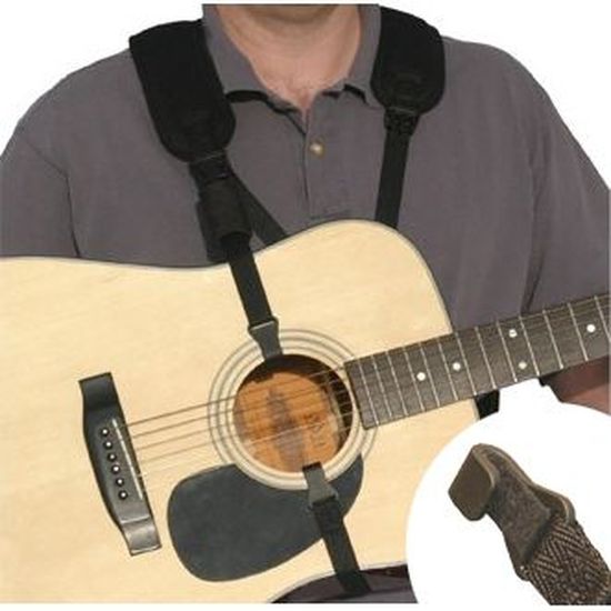 TIMBREGEAR Sangle pour guitare acoustique et électrique avec 2 verrous de sangle et bouton de sangle Noir 