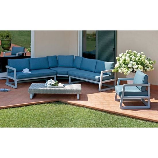 Salon De Jardin En Aluminium Gris Compose De 1 Fauteuil 1 Canape