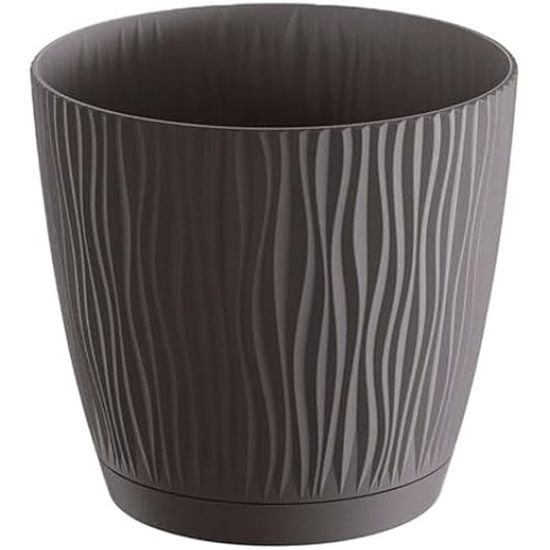 Prosperplast Splofy Runder Pflanztopf Grau – 18,6 Liter, 34,1x28,9 Cm, Kunststoff Mit Strickoptik