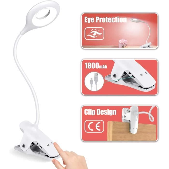 Lampe de bureau LED tactile à intensité variable avec support de