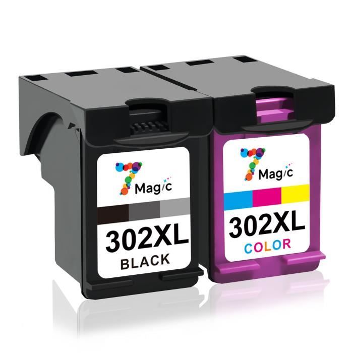 123CONSOMMABLES - 302XL - Pack De 2 Cartouches D'encre Compatible Avec HP 302 XL  Noir Et Couleur Sans Niveau Grande Capacite Pour Deskjet 3639 3630 3632 Envy 4520 4525 4527 Officejet 3831 3833 3830