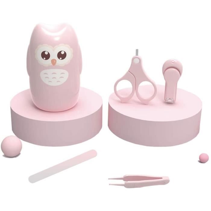 Set Manucure Bébé Kit 4 en 1 avec Etui,Coupe-Ongles de Bébé,Ciseaux, Lime et Pince à Épiler, Kit Soin Nouveau-né Spécial Protection