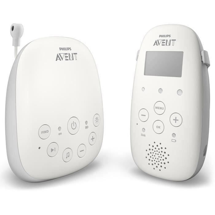 PHILIPS AVENT Ecoute bébé SCD713/00 DECT - Ecran LCD - Base de charge - Veilleuse lumineuse - portée 330m - Mode Smart ECO