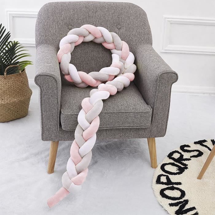 Tour de lit coussin Tressé pare-chocs coton Protection bébé sécurité Doux et Souple (200cm/78,7 in)