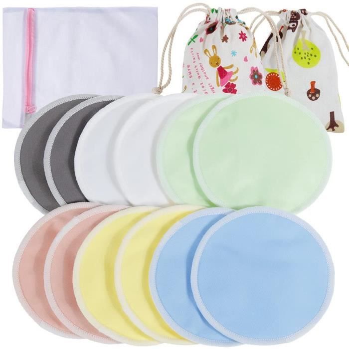 Coussins d'allaitement Lictin 12 PCS Coussinets d'Allaitement Lavables et Réutilisables en Fibres de bambou organique, d 309416