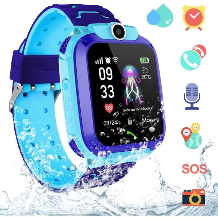 Montre Intelligente pour Enfants Imperméable - AGPS LBS Tracker Montre Enfants Fille Garçon, Appels Téléphoniques Montre à écran Tac