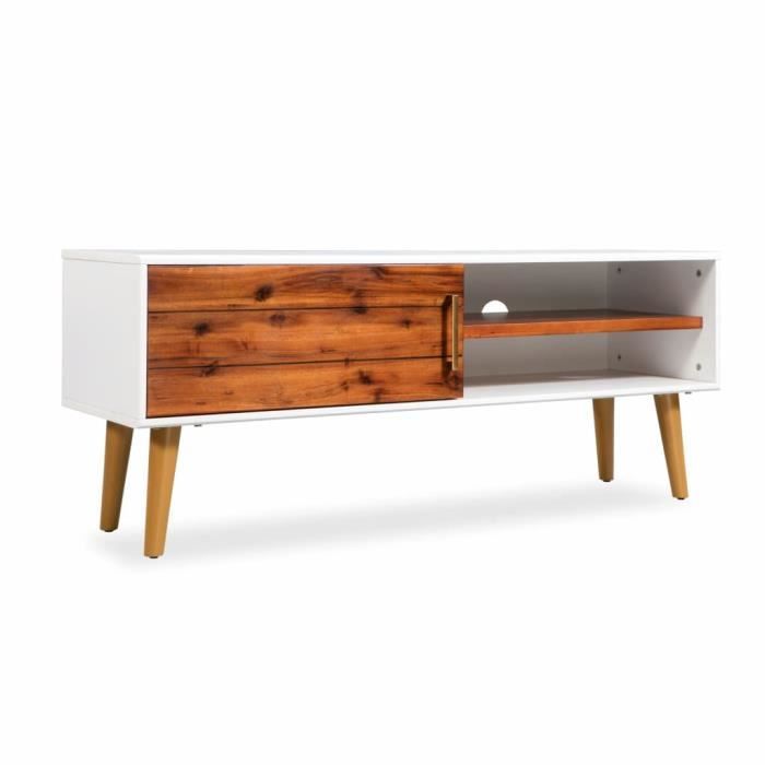Meuble TV bois massif d'acacia 120 x 35 x 45 cm