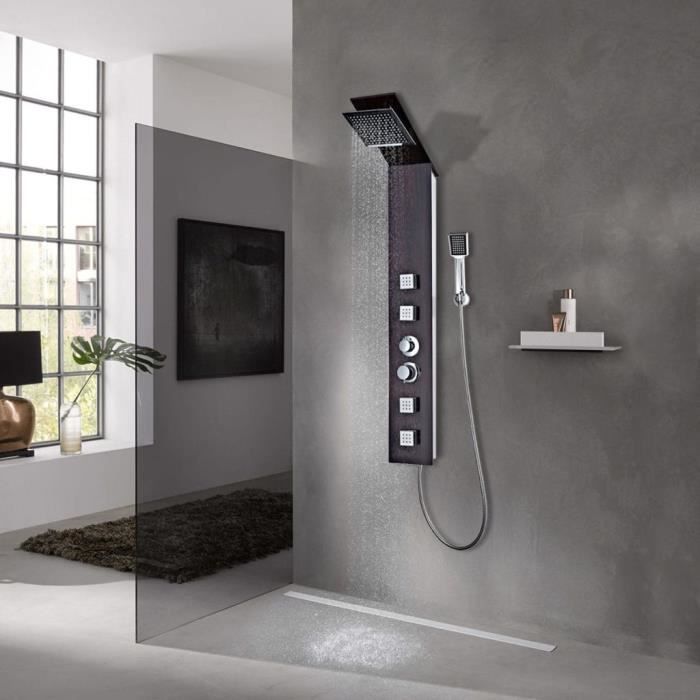 Colonne de Douche Panneau de Douche Verre Marron