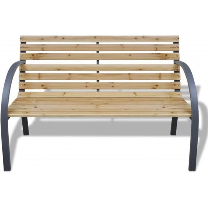 Banc de Jardin 2-3 Places Style Contemporain Banquette de Jardin Extérieure en Bois et fer Extérieur 120x62x82 cm -KEL