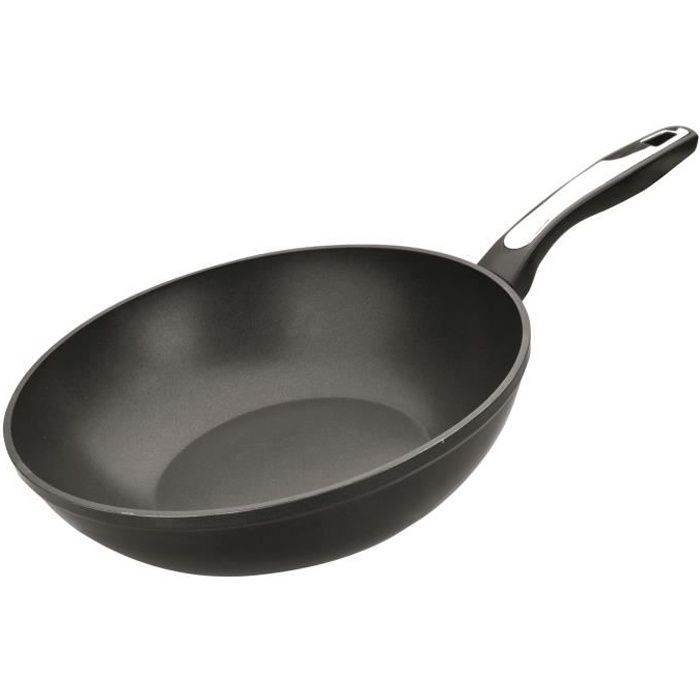 WOK EN FONTE D'ALUMINIUM ANTI-ADHERENTE. DIAMETRE 28 CM. FONTE D'ALUMINIUM 5 MM D'EPAISSEUR, 2 COUCHES ANTI-ADHERENTES. MANCHE IN...
