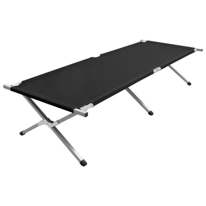 45674Haut de gamme® Lit de jardin LIT DE CAMP - Lit adulte contemporain Beaux Rêves - 210x80x48 cm XXL Noir