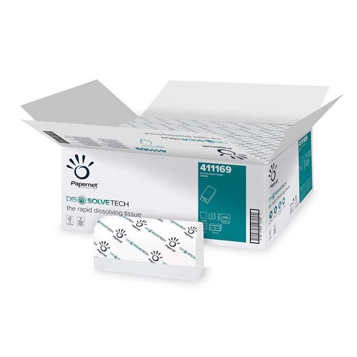 Papernet V 411169 DissolveTech Lot de 15 paquets de 210 feuilles de 210 feuilles Blanc 21 x 22 cm