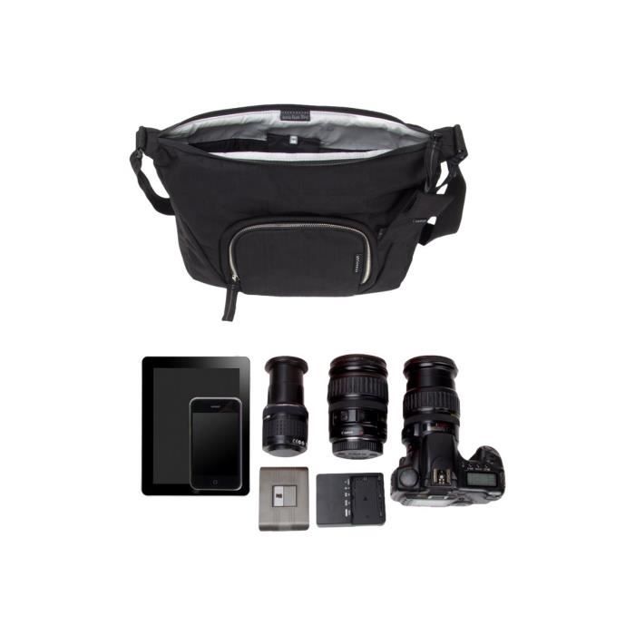 Crumpler Doozie Sac-ceinture pour appareil photo avec objectif zoom Ripstop, 1000D ChickenTex Supreme, nylex noir, argent…