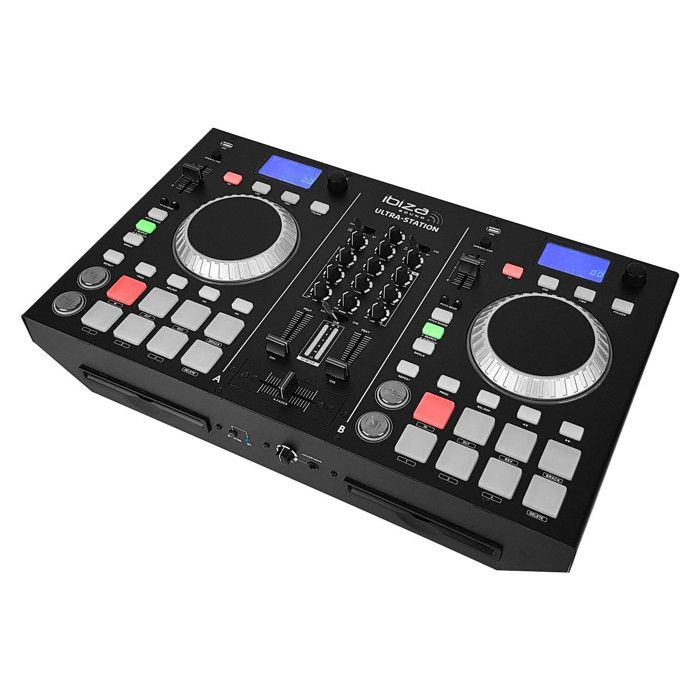 Régie DJ - Table de mixage 2 canaux + Double lecteur CD - BLUETOOTH - IBIZA ULTRA-STATION